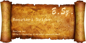 Beszteri Szidor névjegykártya
